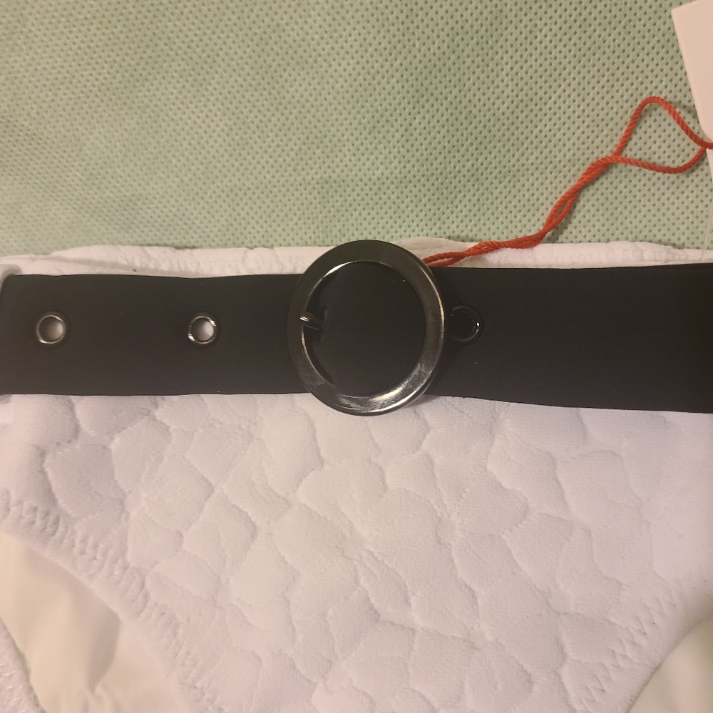 Solid & Striped Rachel Belted Bikini Bottom in White Embossed Floral - Picture 7 of 7